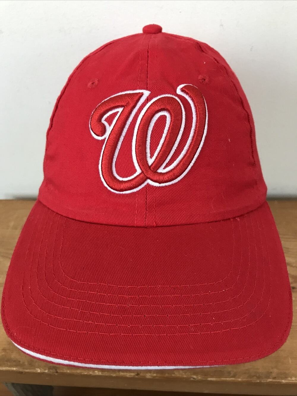 Washington Nationals Geico Embroidered Red Cotton Baseball Cap Hat One Size